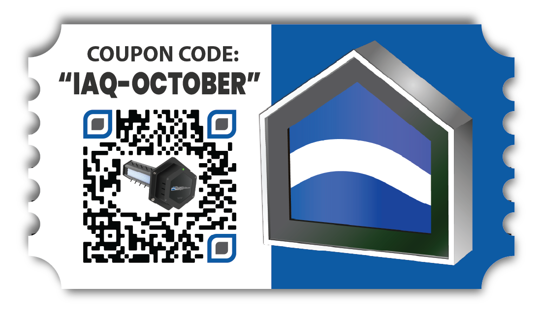 alt="Image of a Coupon to promote the 45% Off Tempo Air Purifier when call and use the coupon code IAQ-OCTOBER"