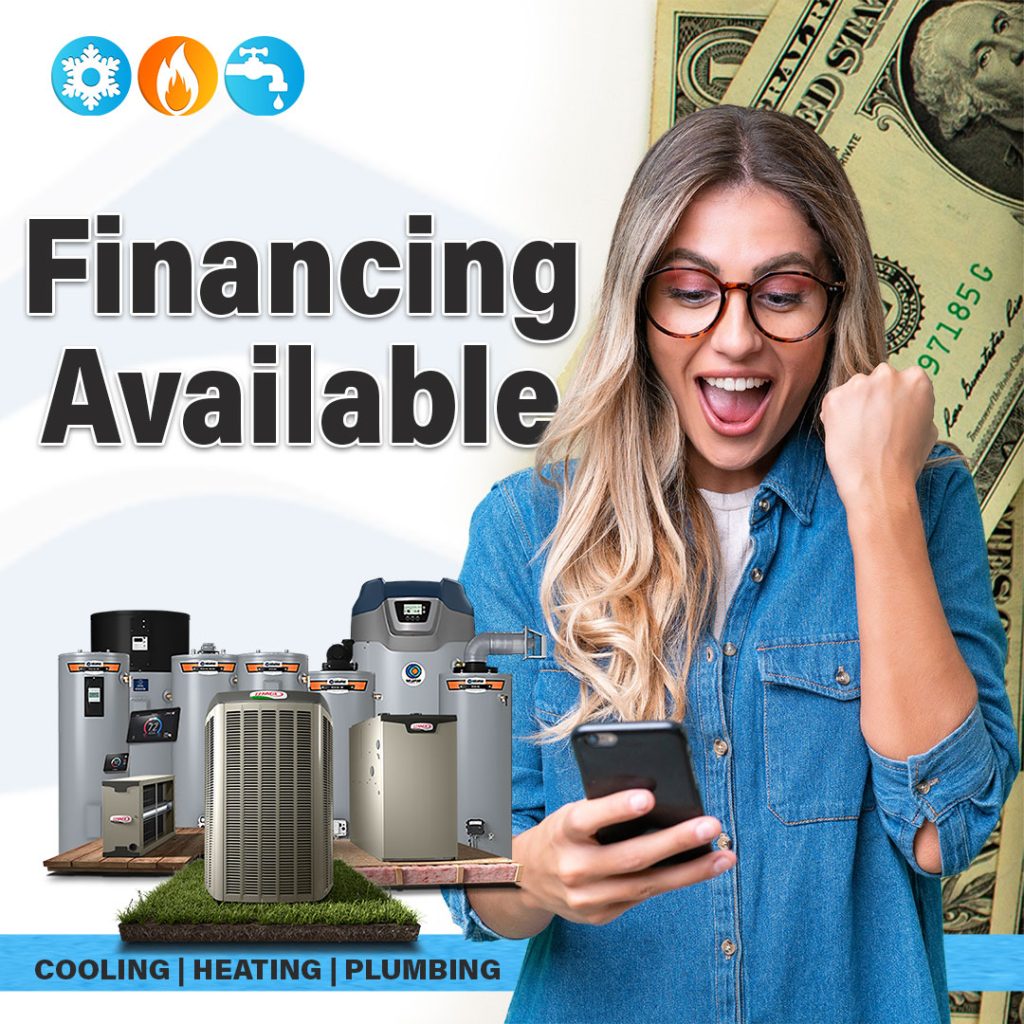 alt="Excited homeowner learning about Tempo Air financing options for HVAC and plumbing systems. Financing available for heating, cooling, and water solutions."