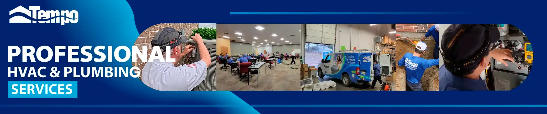 alt="Banner with showing tempo air services for HVAC and plumbing"